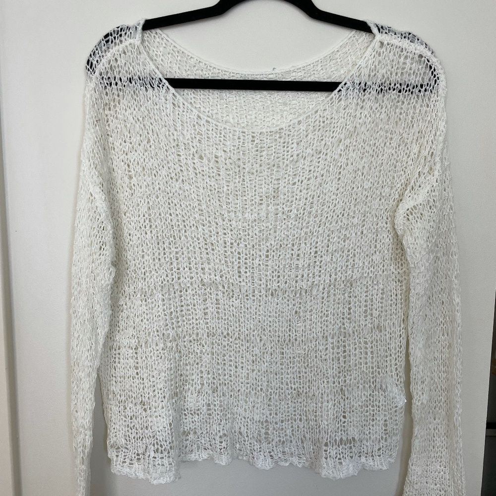 Long Sleeve White Beach Cover Up